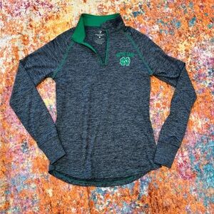 Colosseum Notre Dame Fighting Irish 1/4 Zip Pullover Womens Small Green Gray